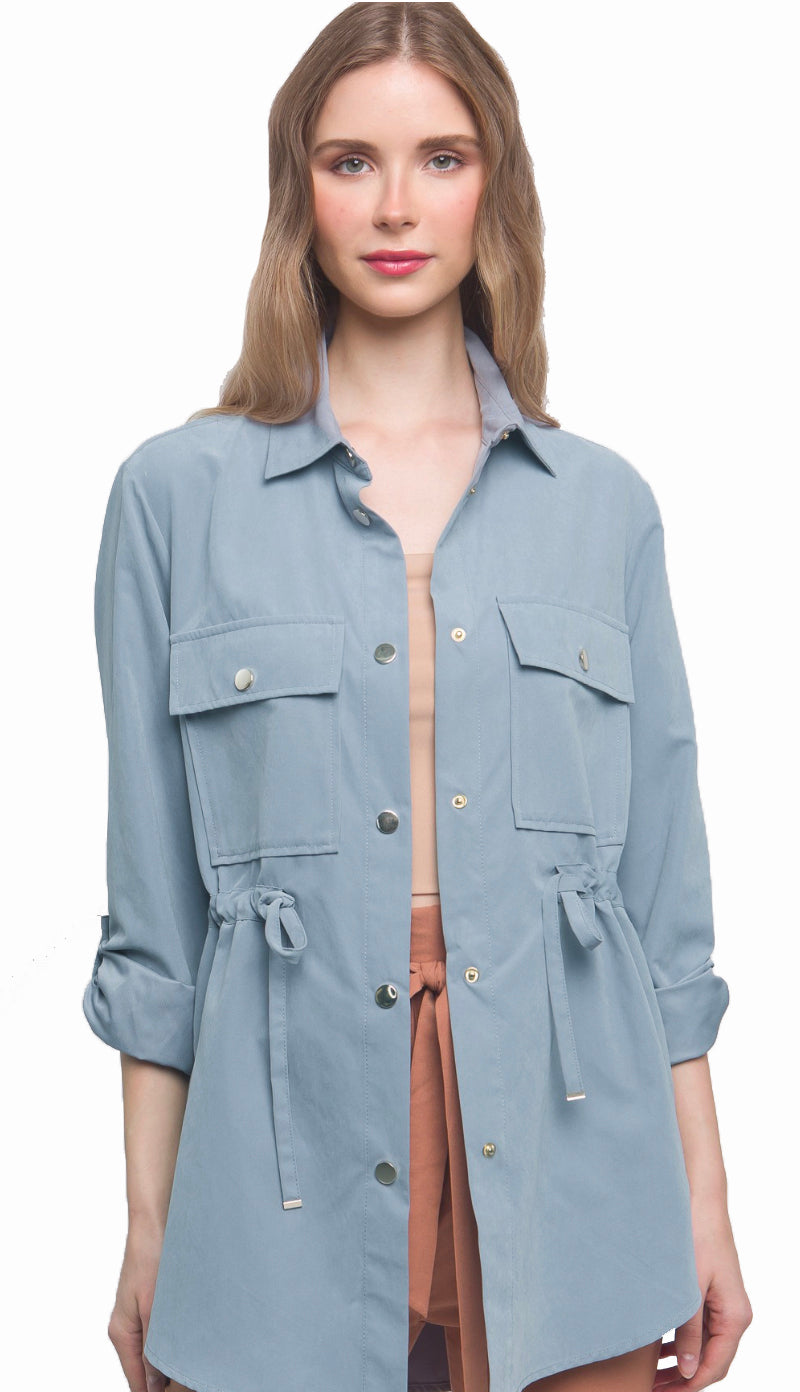 Spring Essential Button Jacket- Light Blue