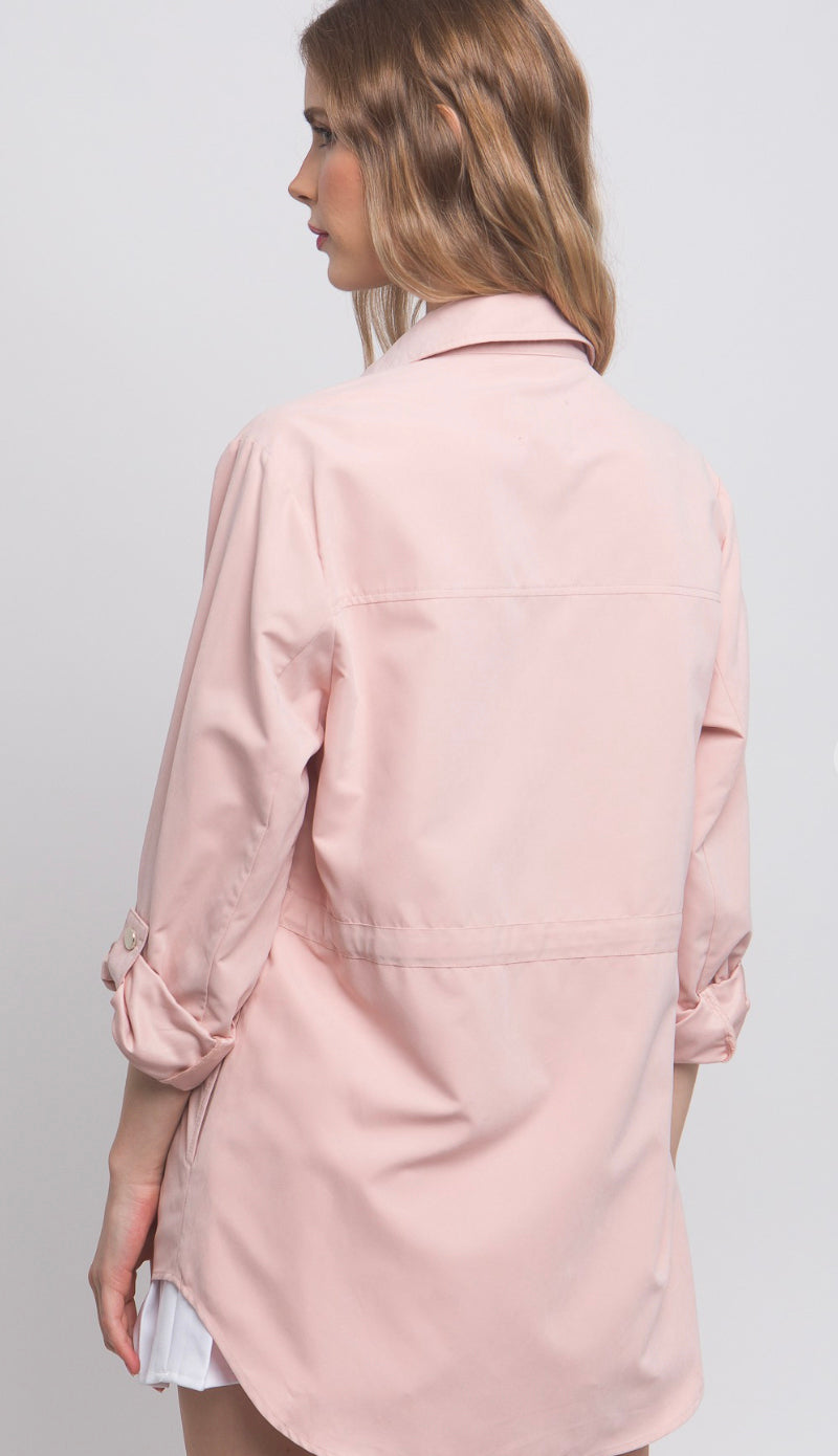 Spring Essential Button Jacket- Pink Stone