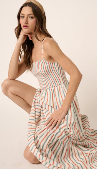 Oh Sunny Day Striped Maxi Dress- Ivory