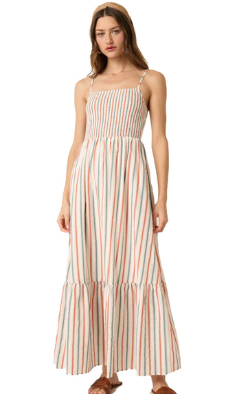 Oh Sunny Day Striped Maxi Dress- Ivory
