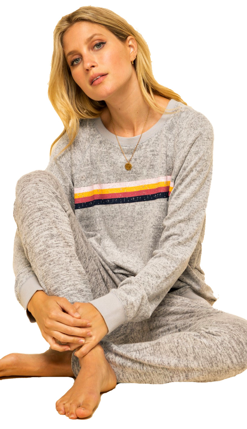 Multi Color Hacci Sweatshirt- Heather Grey
