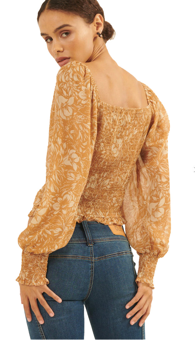 Ailee Floral Blouse- Toffee