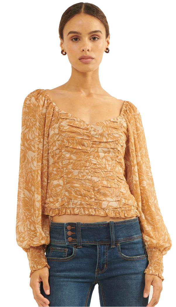 Ailee Floral Blouse- Toffee