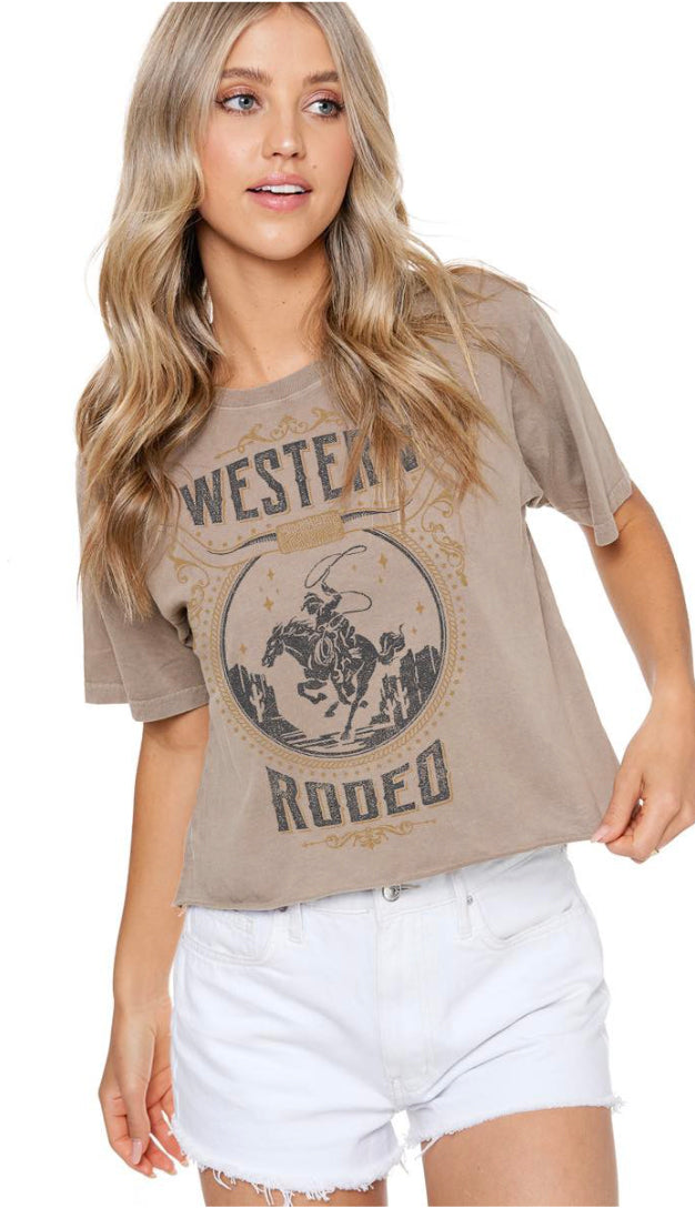 Western Rodeo Cropped Graphic- Mocha
