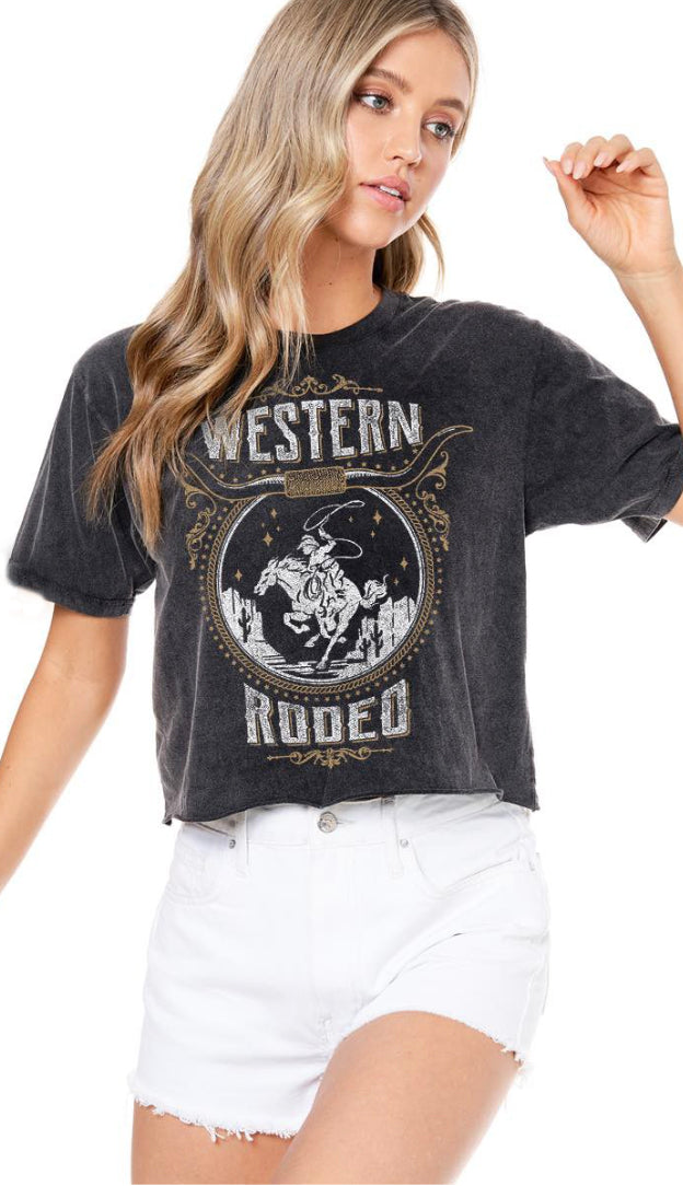 Western Rodeo Cropped Graphic- Mocha