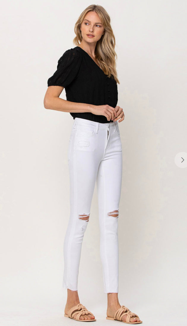 Mid Rise Ankle Skinny- Optic White
