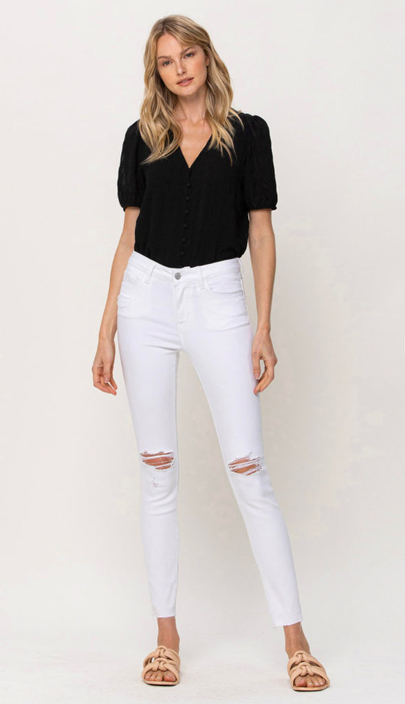 Mid Rise Ankle Skinny- Optic White