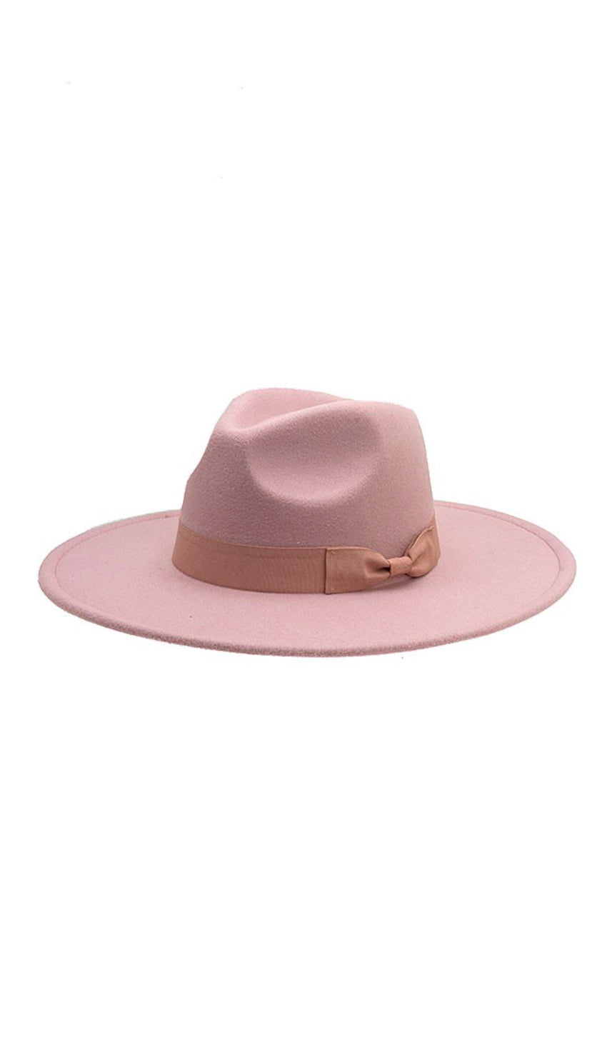Bow Band Wide Brim Hat- Gray